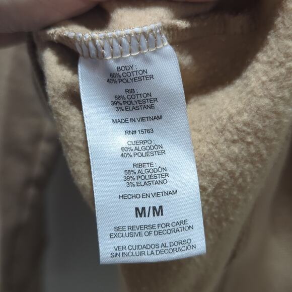 Champion Mock Neck Neutral Sweatshirt Long Sleeve Logo Beige Tan Size M - Picture 7 of 8